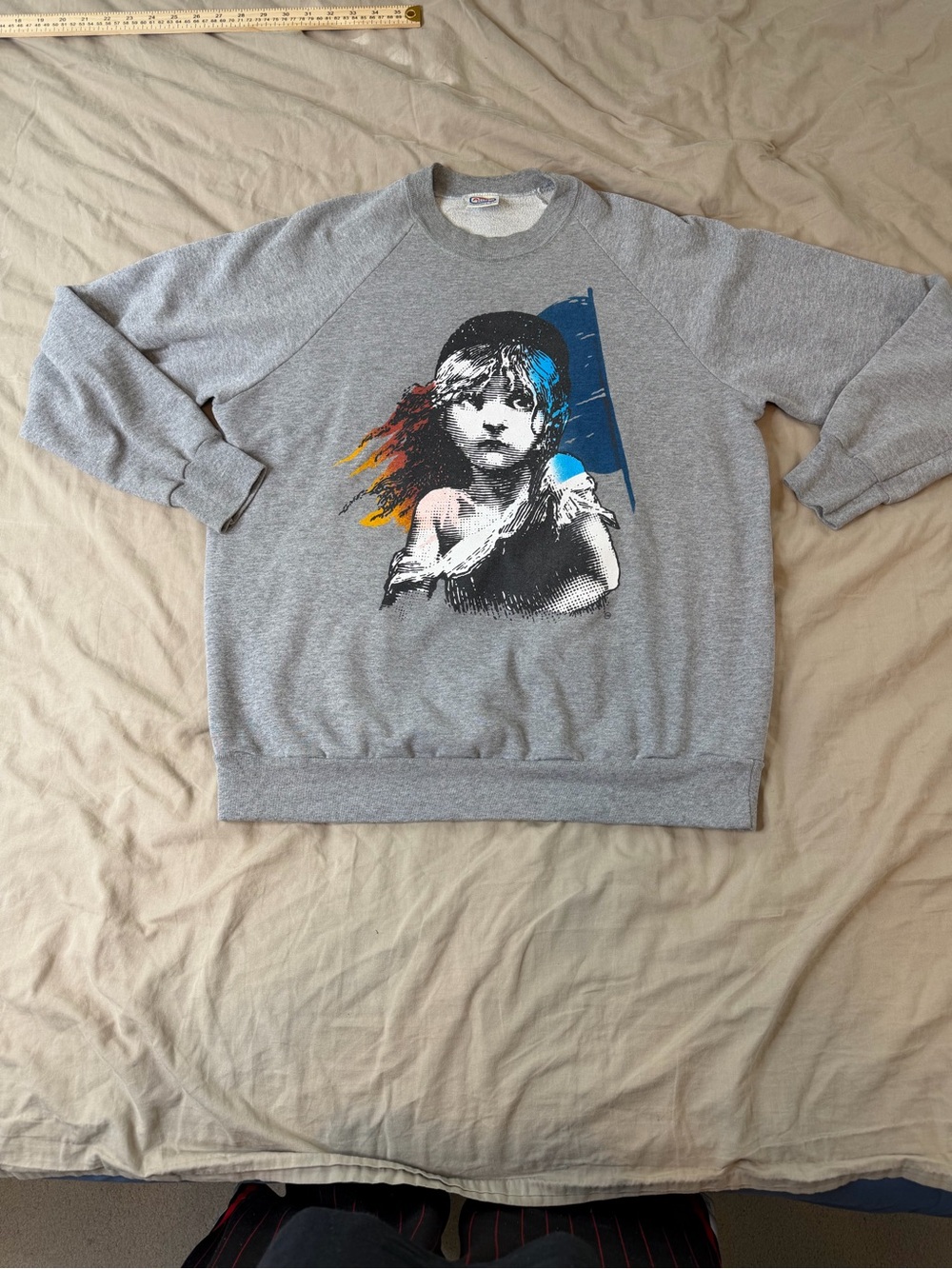 Les Miserables Sweatshirt Adult XL Grey Graphic 1986 2 Sided Crew Vintage Anvil